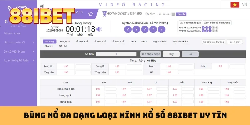 Bùng nổ đa dạng loại hình xổ số 88IBET uy tín