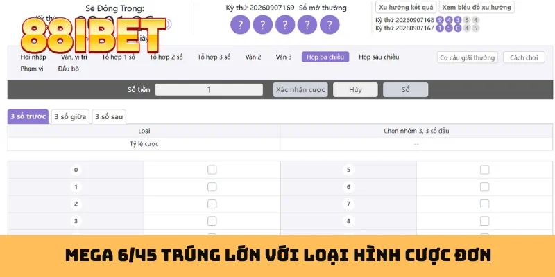 Mega 6/45 trúng lớn với loại hình cược đơn