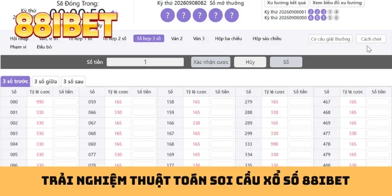 Trải nghiệm thuật toán soi cầu xổ số 88IBET